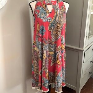 DD boutique size Large pink paisley tank shift dress